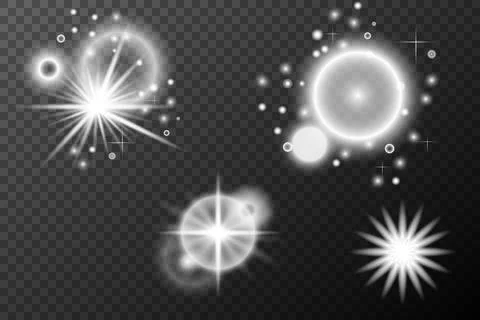 Light white effect: isolated flare, tire explosion, dust line, sun flare, sta Stock-Illustration