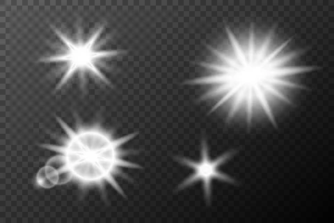 Light white effect: isolated flare, tire explosion, dust line, sun flare, sta Stock Illustration
