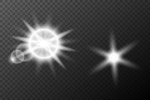 Light white effect: isolated flare, tire explosion, dust line, sun flare, sta Stock Illustration