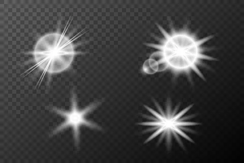 Light white effect: isolated flare, tire explosion, dust line, sun flare, sta Stock Illustration