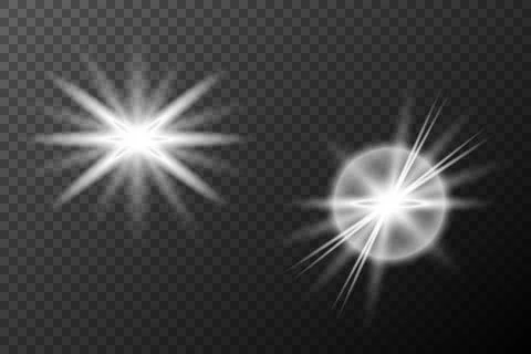 Light white effect: isolated flare, tire explosion, dust line, sun flare, sta Stock Illustration