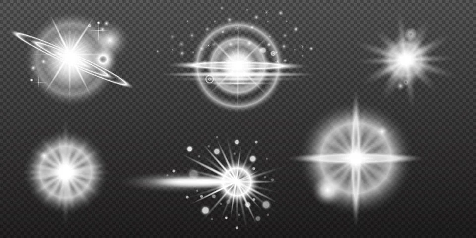 Light white effect: isolated flare, tire explosion, dust line, sun flare, sta イラスト素材