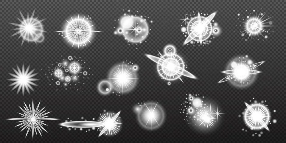 Light white effect: isolated flare, tire explosion, dust line, sun flare, sta イラスト素材