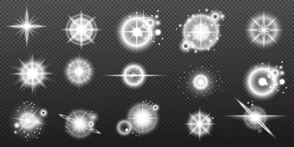 Light white effect: isolated flare, tire explosion, dust line, sun flare, sta イラスト素材