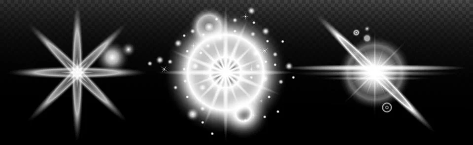 Light white effect: isolated flare, tire explosion, dust line, sun flare, sta Stock Illustration