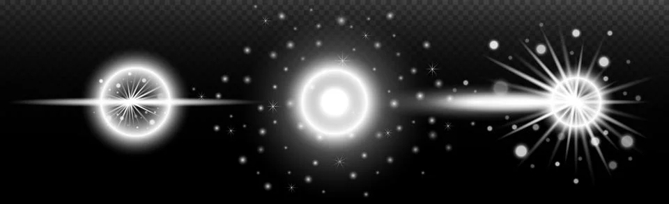 Light white effect: isolated flare, tire explosion, dust line, sun flare, sta Stock Illustration