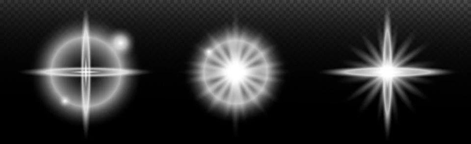 Light white effect: isolated flare, tire explosion, dust line, sun flare, sta Stock Illustration