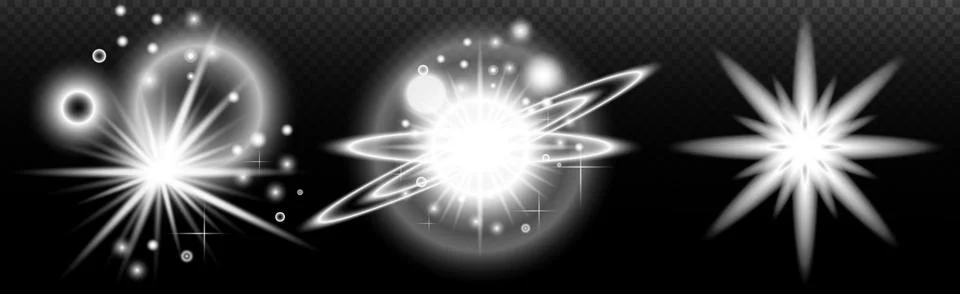Light white effect: isolated flare, tire explosion, dust line, sun flare, sta Stock Illustration