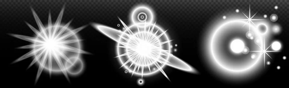 Light white effect: isolated flare, tire explosion, dust line, sun flare, sta Stock Illustration