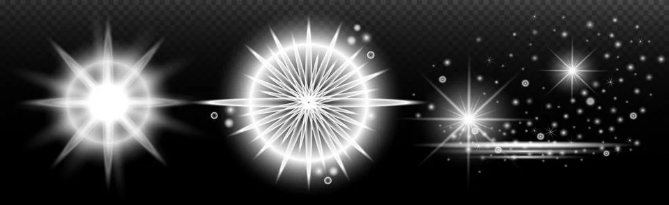 Light white effect: isolated flare, tire explosion, dust line, sun flare, sta 스톡 일러스트