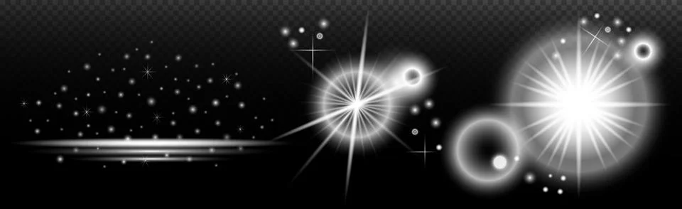 Light white effect: isolated flare, tire explosion, dust line, sun flare, sta Stock Illustration