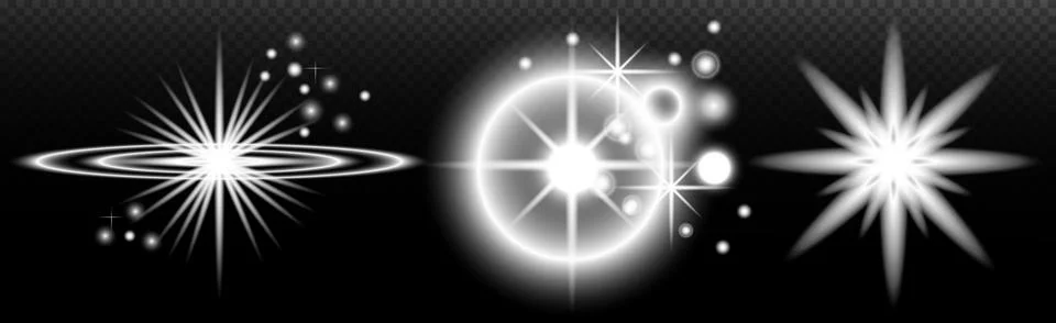Light white effect: isolated flare, tire explosion, dust line, sun flare, sta Stock Illustration