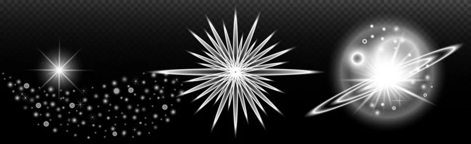 Light white effect: isolated flare, tire explosion, dust line, sun flare, sta Stock Illustration