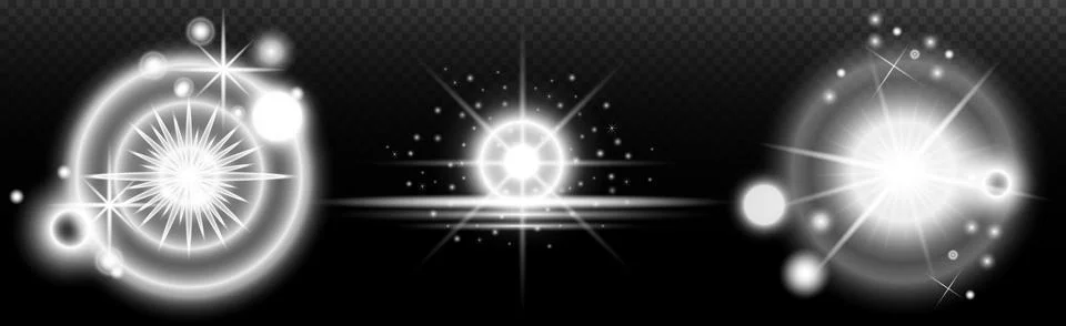 Light white effect: isolated flare, tire explosion, dust line, sun flare, sta Stock Illustration