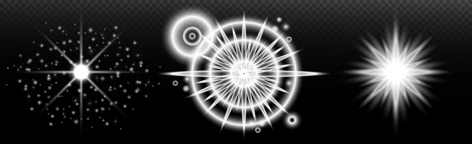 Light white effect: isolated flare, tire explosion, dust line, sun flare, sta Stock Illustration