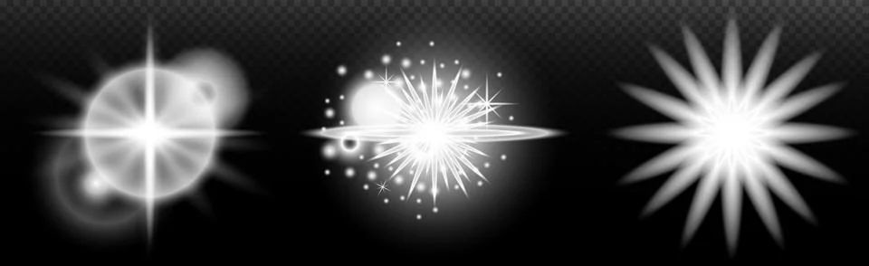 Light white effect: isolated flare, tire explosion, dust line, sun flare, sta Stock Illustration