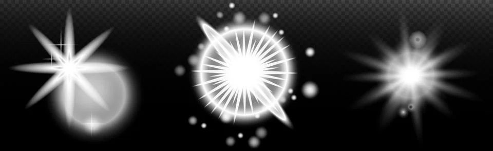 Light white effect: isolated flare, tire explosion, dust line, sun flare, sta Stock Illustration