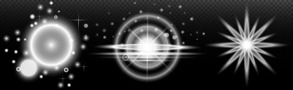 Light white effect: isolated flare, tire explosion, dust line, sun flare, sta Stock Illustration