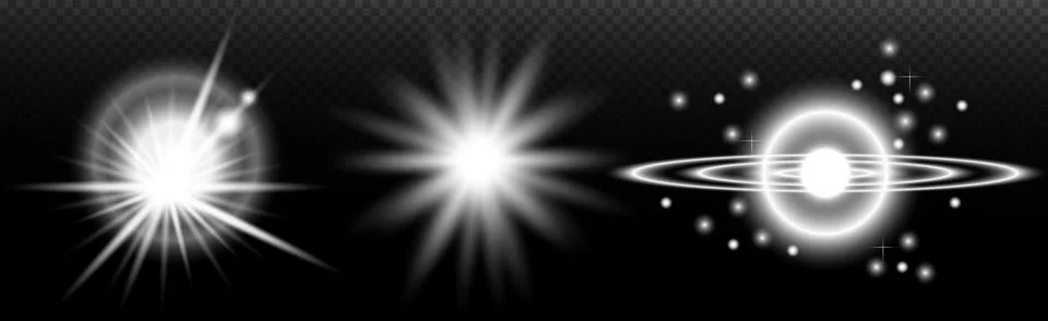 Light white effect: isolated flare, tire explosion, dust line, sun flare, sta Stock Illustration