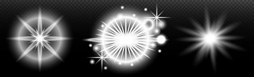 Light white effect: isolated flare, tire explosion, dust line, sun flare, sta Stock Illustration