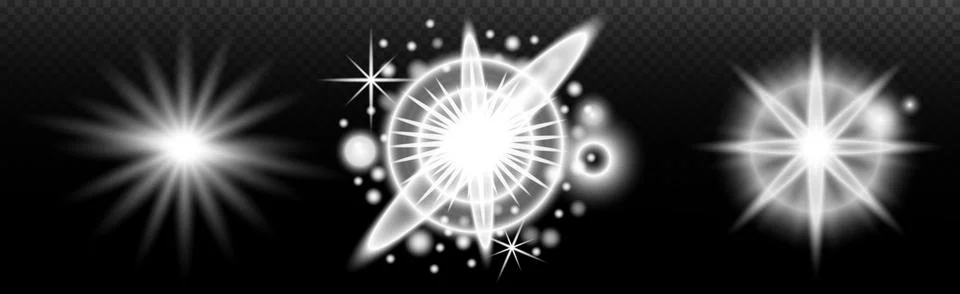 Light white effect: isolated flare, tire explosion, dust line, sun flare, sta Stock Illustration