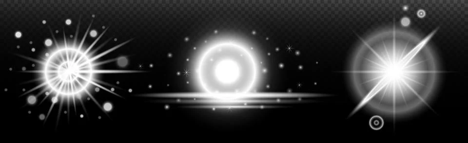 Light white effect: isolated flare, tire explosion, dust line, sun flare, sta Stock Illustration