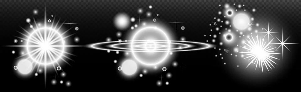 Light white effect: isolated flare, tire explosion, dust line, sun flare, sta Stock Illustration