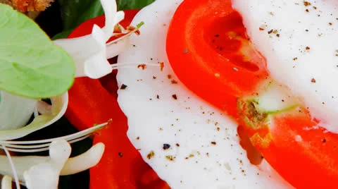 Light white feta cheese and vegetables Stock Footage