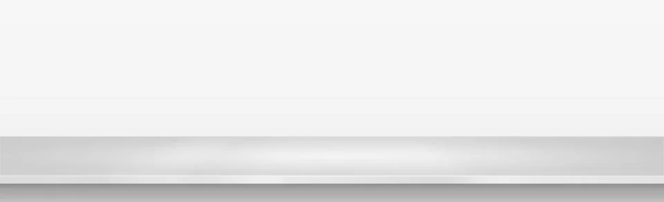 Light white stone table top on white panoramic background, advertising web te Illustrazione stock