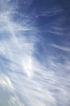 Light white translucent cirrus clouds in the blue sky. Natural natural backgr Stock Photos