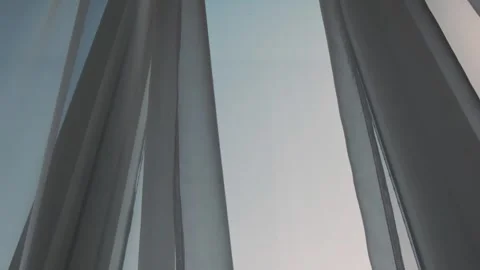 Light wind shaking curtains in room Stock Footage 305306317