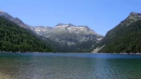 Light wind/breeze in Oredon Lake, Pyrenees mountains, France Stock Footage 112012147