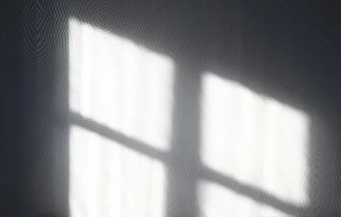 Light from the window on the empty white wall of the room in perspective Stock Photos