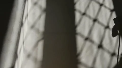 The light from the window moves along the wall. Video stock 219599446