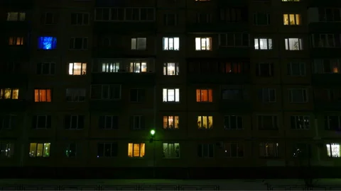 Light in the windows at night Stock Footage 148925539