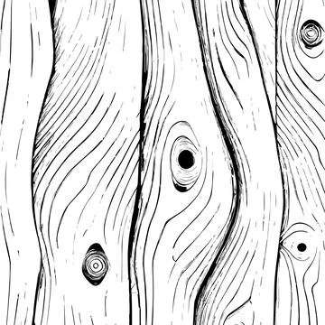Light wood texture background with knots, black and white drawing - Vector Stock Illustration