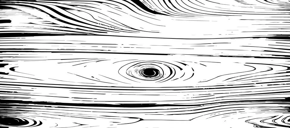 Light wood texture background with knots, black and white drawing - Vector Stock Illustration