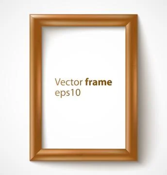 Light wooden rectangular 3d photo frame with shadow Stock Illustration