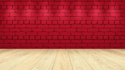 The light wooden table top in the background is a red old brick. Spotlight ef Illustrazione stock