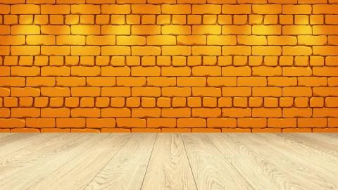 The light wooden table top in the background is a orange old brick. Spotlight Illustrazione stock