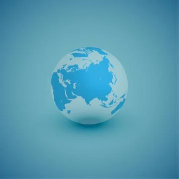 Light world globe map on blue background, vector illustration Stock Illustration