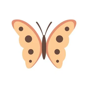 Light yellow butterfly icon in flat style Stock Illustration
