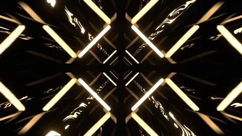 Light Yellow Diamond Shaped Hallway with Neon Lights and Stripes Background  Vídeos de archivo 341672542