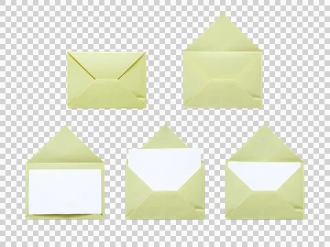 Light yellow envelopes holding pure white blank cards ideal for sunny summe.. Illustrazione stock