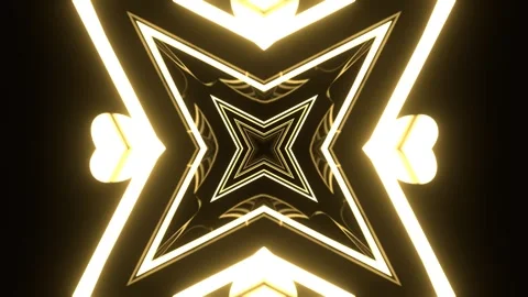Light Yellow Flashing Neon Pointed Geometric Shapes Background VJ Loop in 4K Video stock 341671831