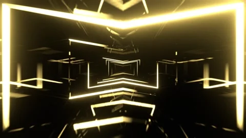 Light Yellow Neon Corridor with Glowing Frames Background VJ Loop l 4K Stock Footage 302248065