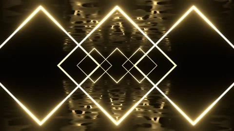 Light Yellow Neon Diamonds in a Dark Futuristic Space Background VJ Loop in  Stock Footage 344098486