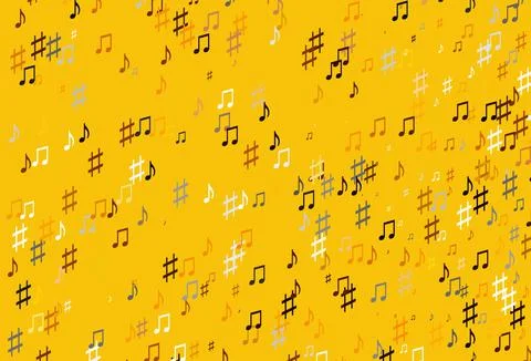 Light Yellow, Orange vector pattern with music elements. Stock Illustration