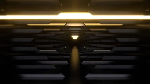Light Yellow Simple Sci-Fi Corridor Background VJ Loop l 4K Stock Footage 304060034