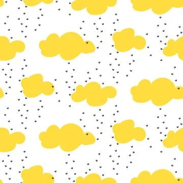 Light yellow snowy clouds seamless vector pattern. Stockillustratie